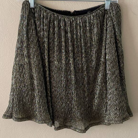 City Vibes Black Gold Metallic Shimmer Skater Tulle Back Zipper Skirt Size 5 - Picture 1 of 12